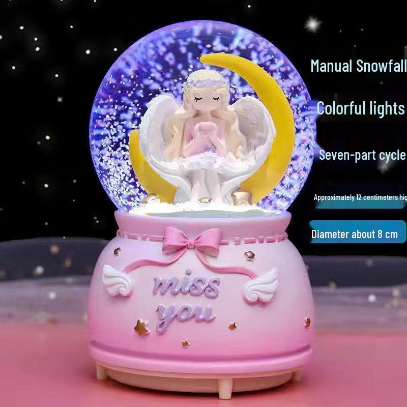 Crystal Ball 8-Note Music Box with Snowflakes and Light-Up Feature – Ideal Birthday Gift for Girls, Children, and Best Friends