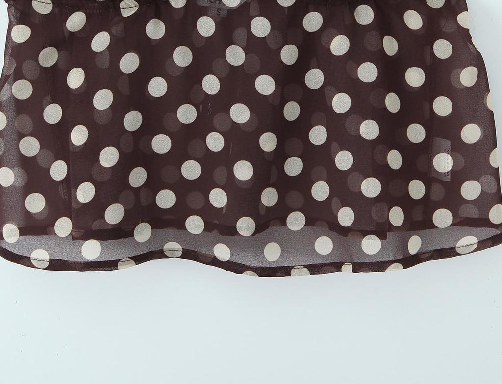 American Style Polka Dot V-Neck Camisole & High-Waisted Skirt Two-Piece Set
