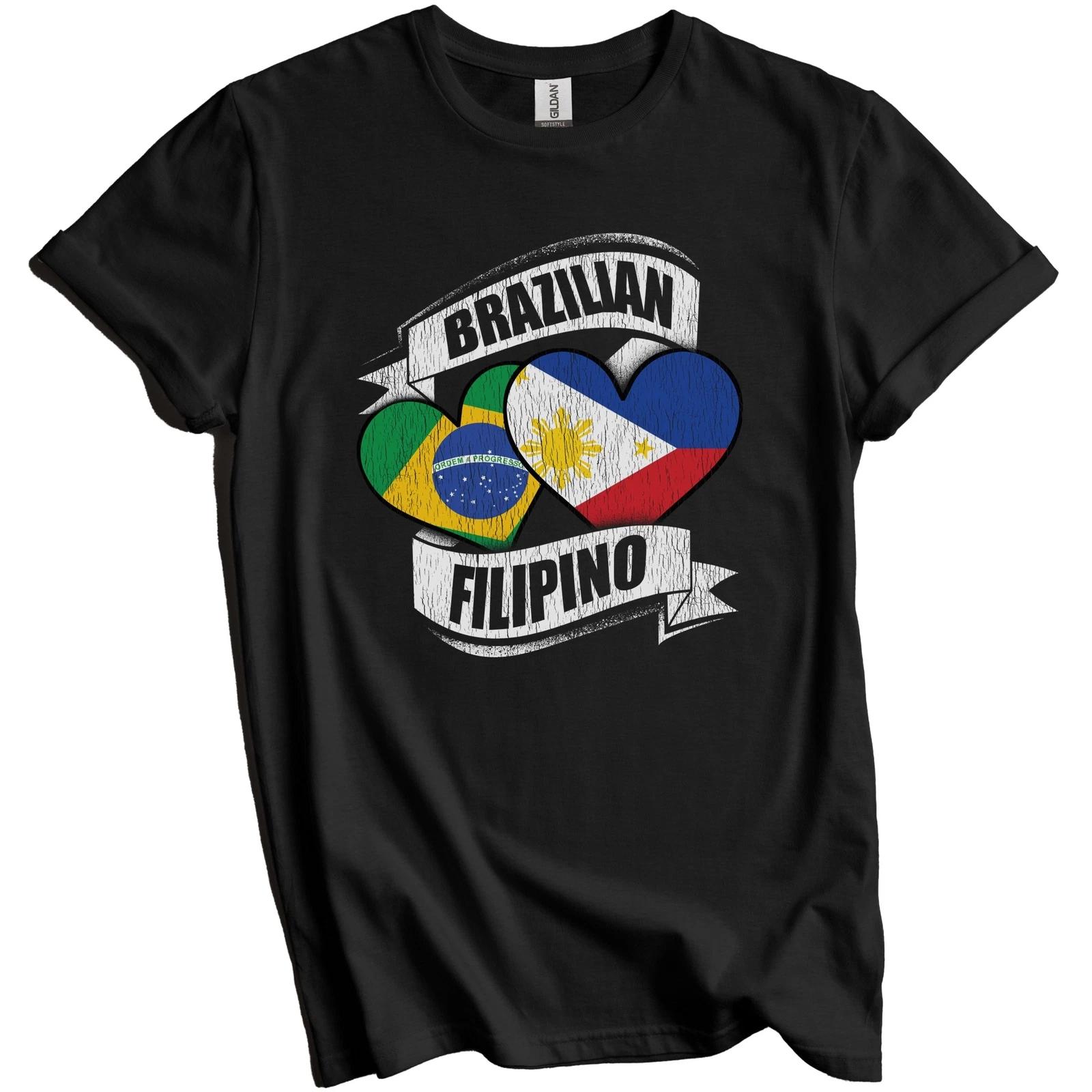 Brazilian Filipino Hearts Brazil Philippines Flags T-Shirt 3XL