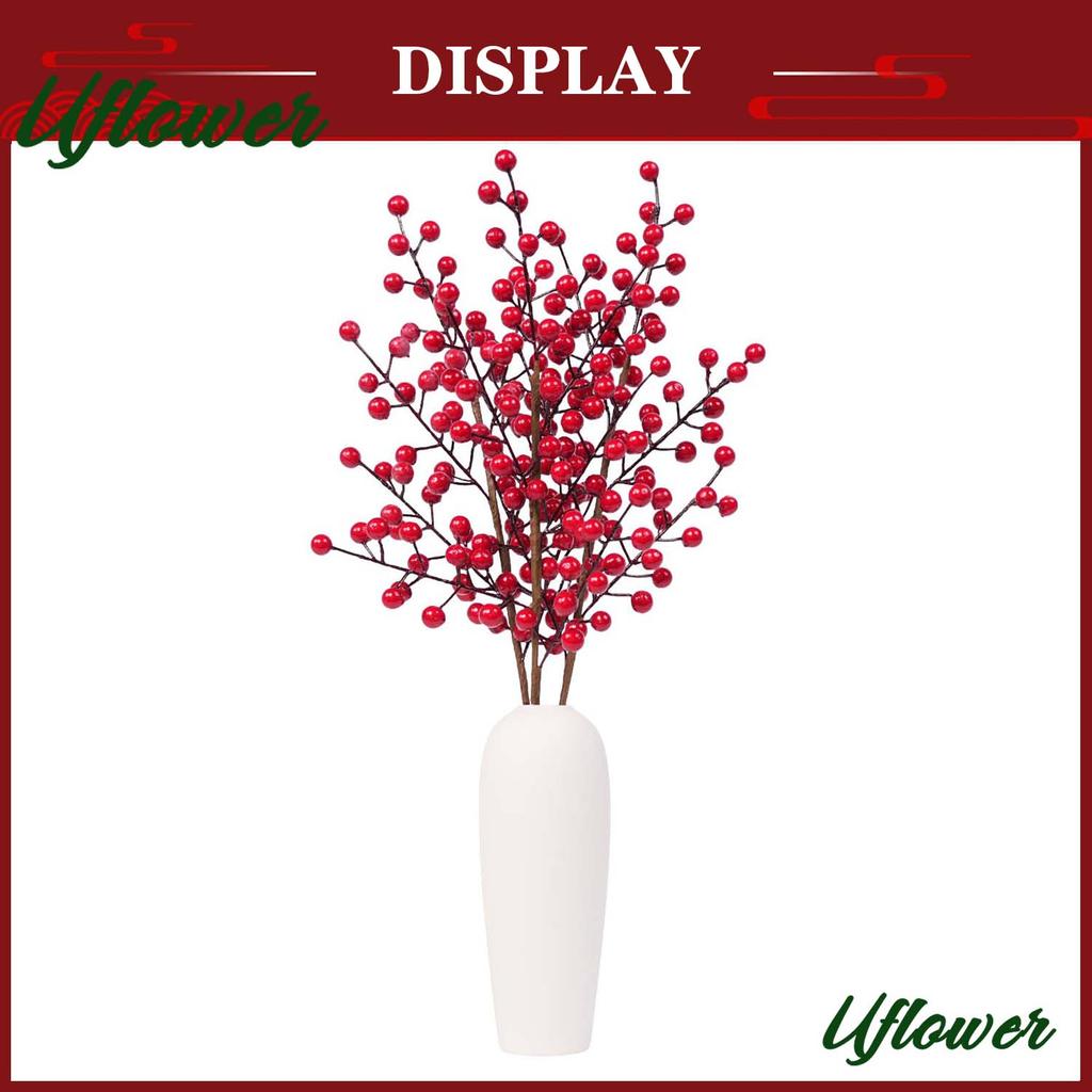 1/3PCS Artificial Red Berry Branches  for Home Tabletop Festivals Wedding Party DIY Craft Decor Christmas New Year Decoration