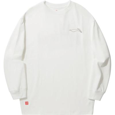 Li Ning Skateboard Series Loose Fit Round Neck Printed Sweatshirt Unisex Sweatshirt Off-White AHSU943-2