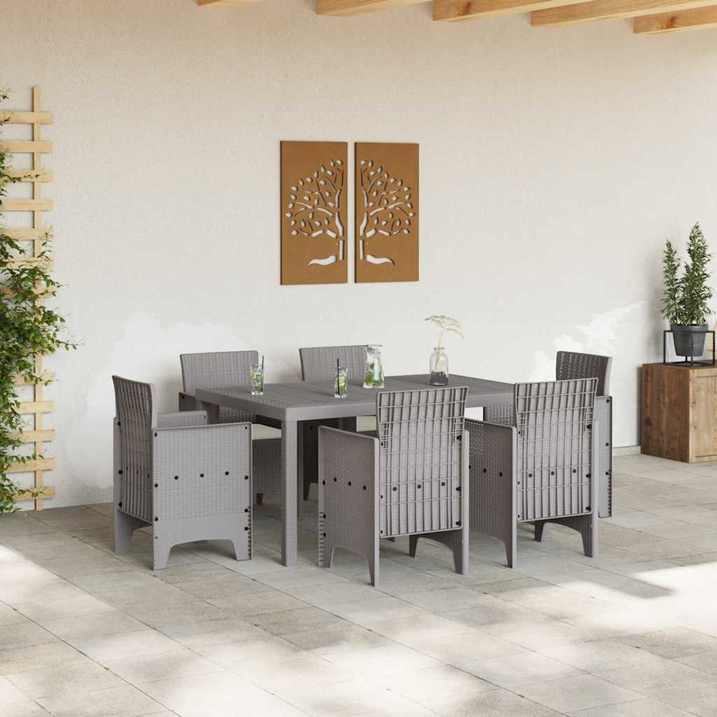 Garden Dining Set 7 pcs Light Grey Poly Rattan