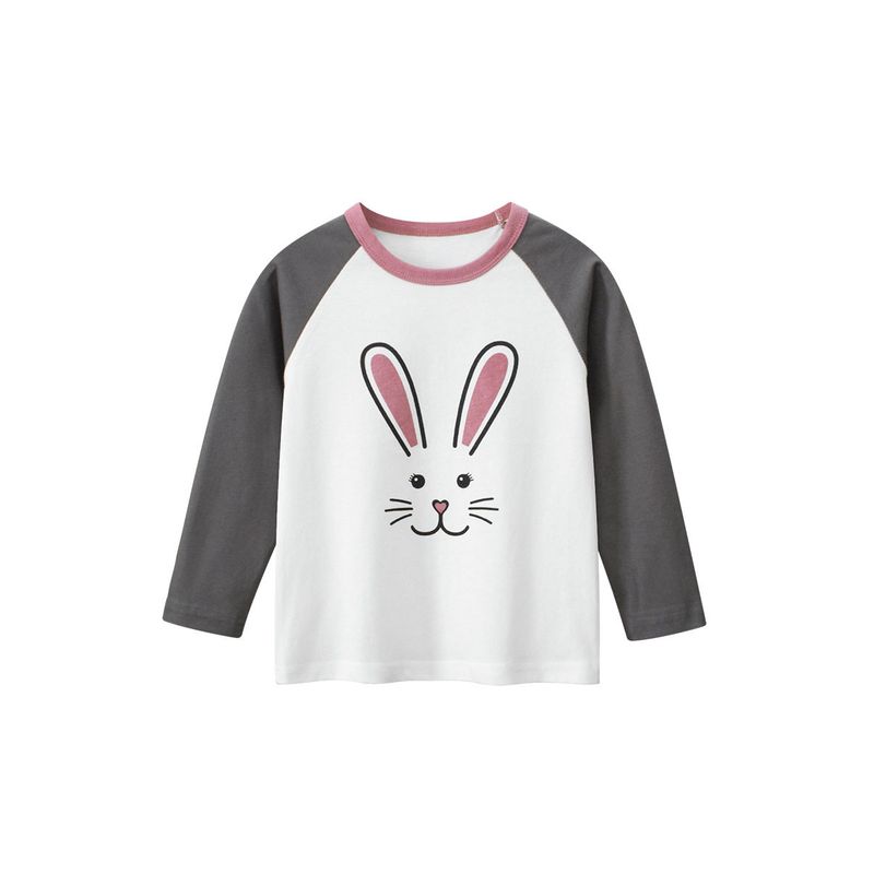 27home Children's Clothing Girl Bunny Long Sleeves T-shirt Spring and Autumn Children's Round Neck Bottoming Shirt Baby Pure Cotton Clothes