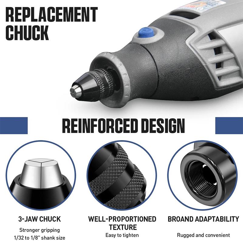 Micro Mini Drill Chuck Adapter 0.5-3.2mm Brass Collet Bit M7/8×0.75 Nut Electric Motor Shaft For Dremel Rotary Tools Power Tools