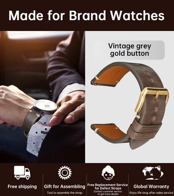 WatchBand Quick Release Leather Watch Straps 20mm 22mm 24mm Watchbands Calfskin Soft Matte Leather Bracelet for Smartwatch Band