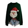 Women's Fashion Christmas Print Pullover Long-Sleeve  Neck Knit Sweater Top