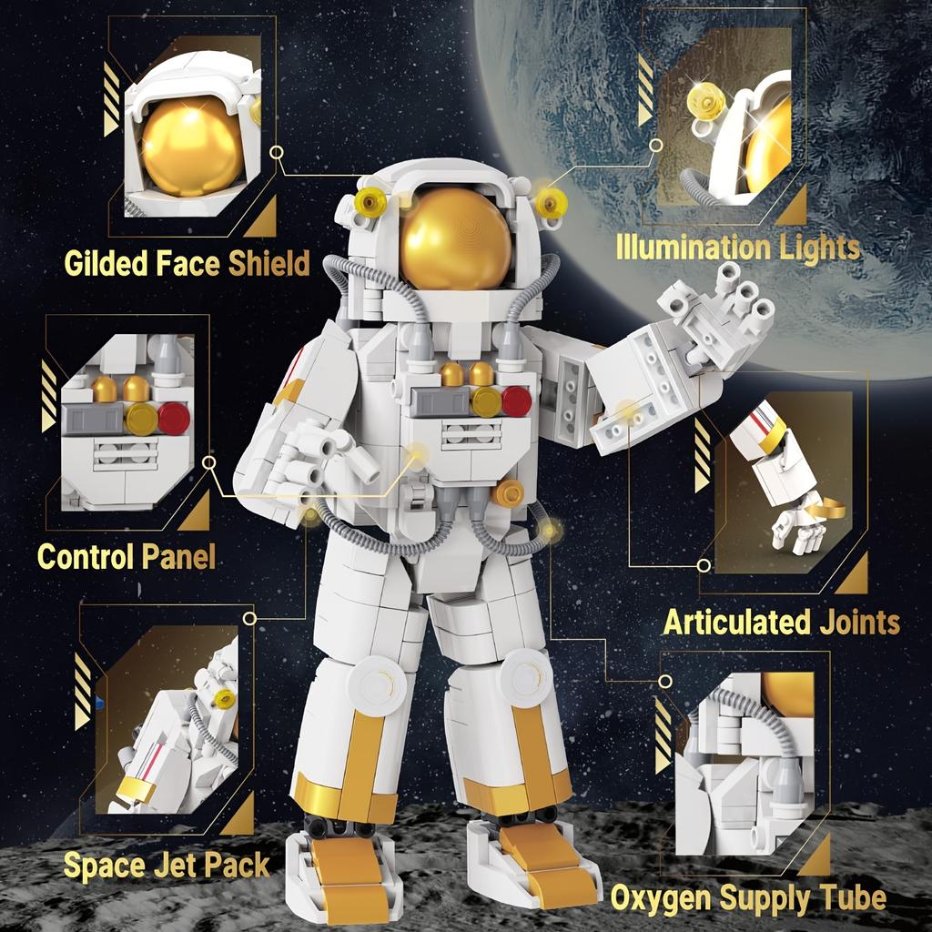 Floating Astronaut Building Blocks Set - 875 PCS 2 In 1 Space Model STEM Educational Toy for Kids Adults DIY Gift Idea