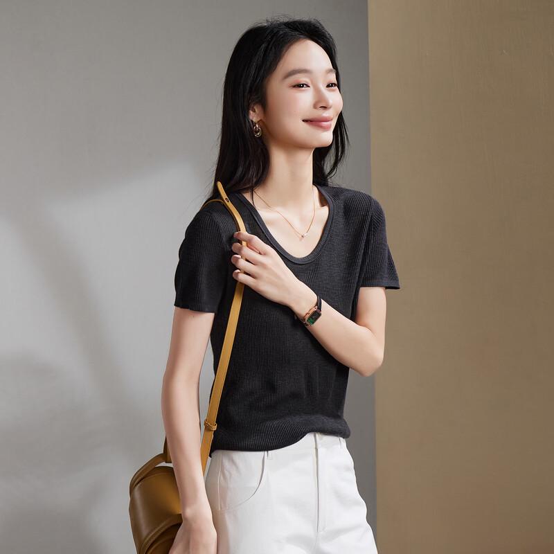 SOFSIL 2026 Summer Round Neck Knit T-shirt L
