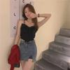 Trendy Women's Solid Color Vest with Suspenders - Casual Japanese Summer Fashion