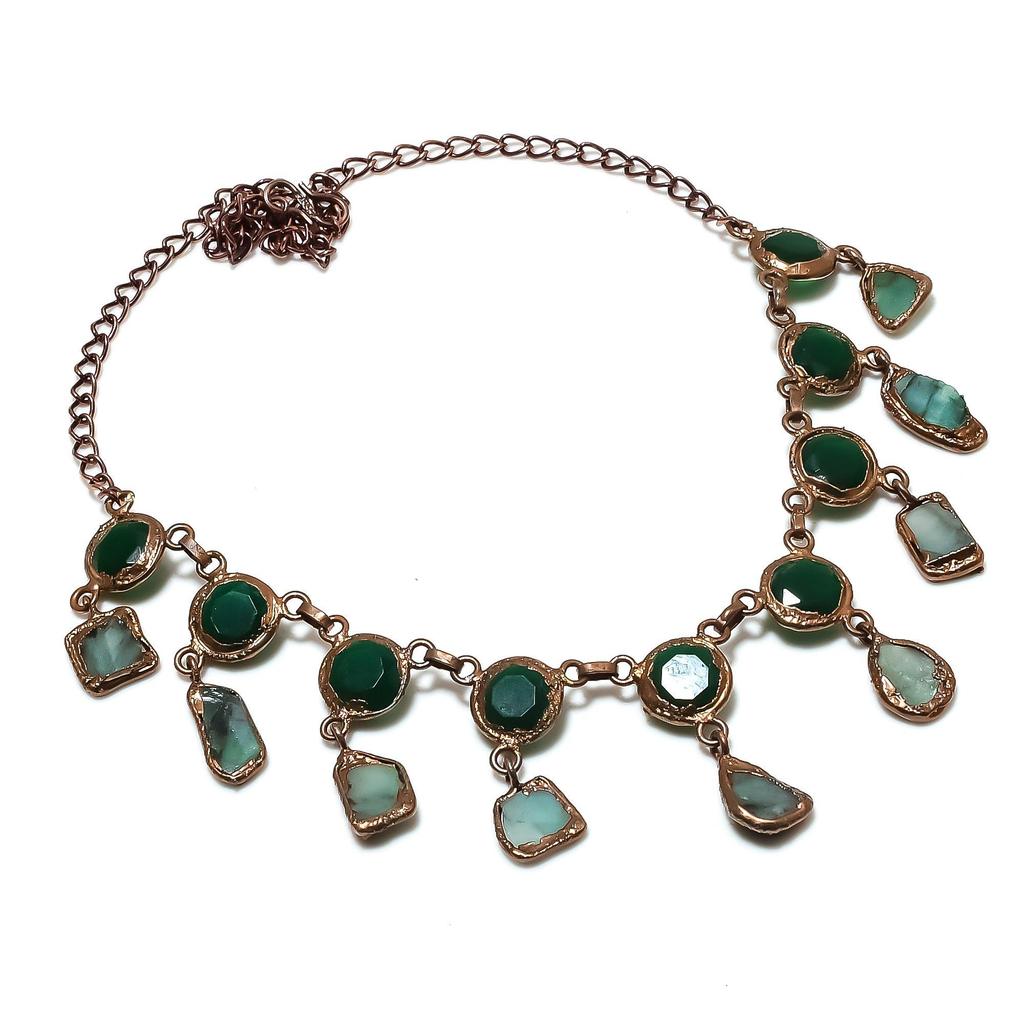Emerald Necklace, Copper Electroformed Necklace Gemstone Jewelry, Handmade Necklace Amazing Jewelry, Gift For Her