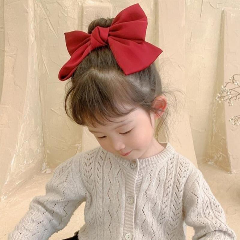 New Bow Ribbon Hair Clip Women Fashion Solid Bowknot Satin Hairpin Rubber Band Girls Ponytail Clip Hair Accessories