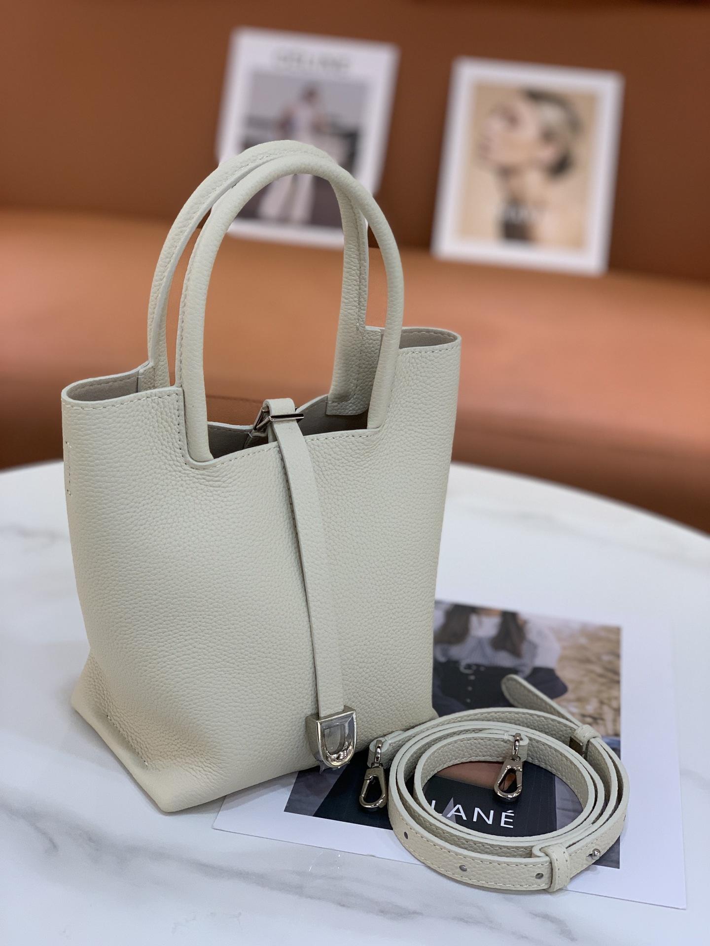 

Сумка-корзина для овощей из коровьей кожи с верхним слоем, вместительная, высококачественная сумка через плечо Sense, универсальная сумка для поездок на работу и обратно 15.5x10x19cm белый