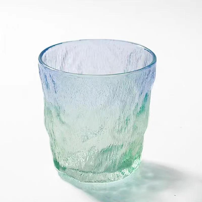 PIGE HOME 310/370ml Glacier Cups Nordic Style Gradient Breakfast Milk Juice Bubble Water Cups Home Whiskey Wine Glass Gift Cup 1Pcs