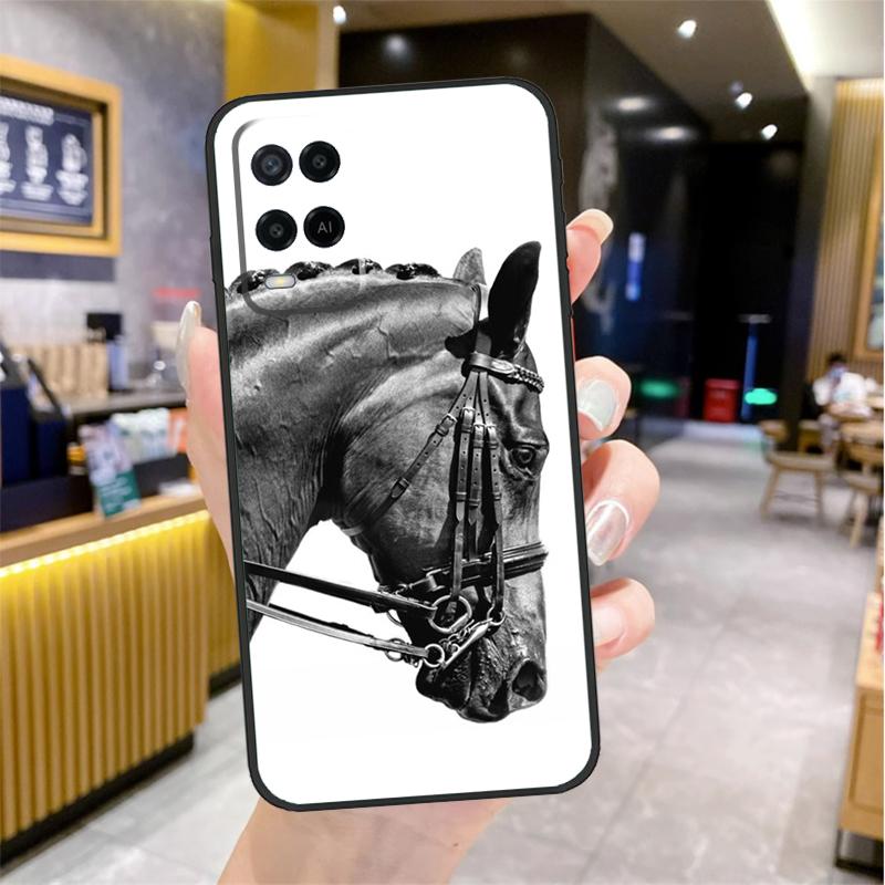 Horse Sketch Case For Oppo A5 Pro A15 A17 A57 A77 A60 A80 A40 A18 A38 A58 A78 A98 A96 A76 A16 A94 A74 A54