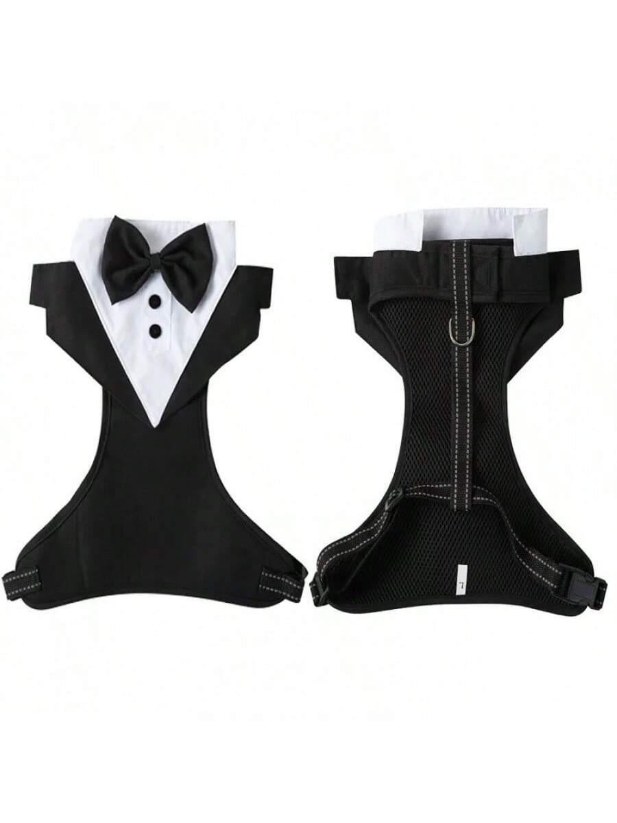

Cross-Border Formal Dog Harness with Bow Tie - Small, Medium, Large Small чёрный
