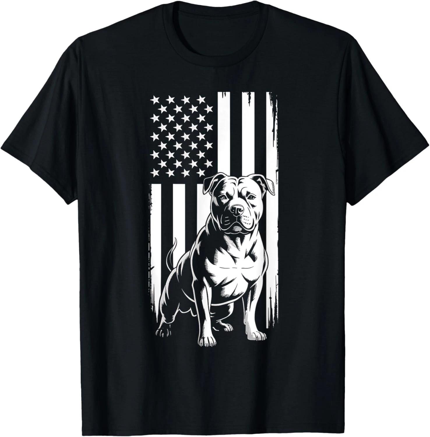 

Pitbull American Flag USA Patriotic Dog Retro Vintage Gift Unisex T-Shirt 3XL