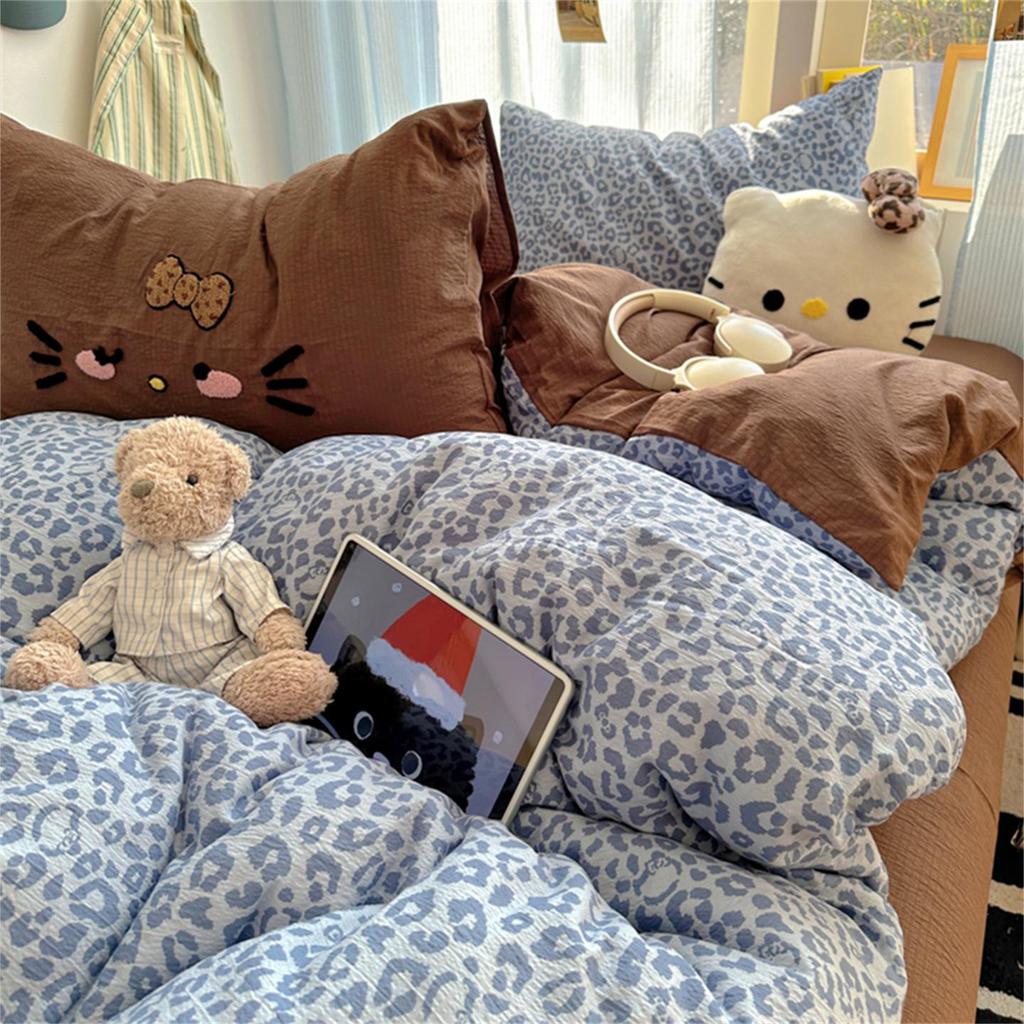 2026 Washable Leopard Print Chenille Kitten Bedding Set - Leopard Theme