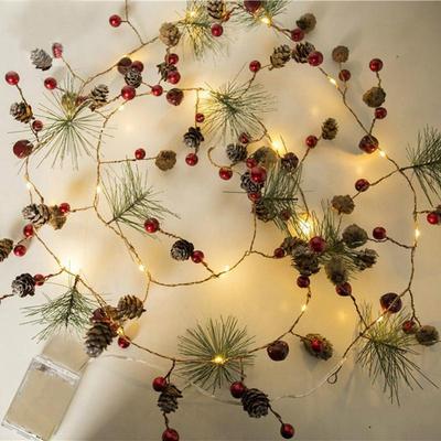 2m 20led Christmas Lights LED Light String Pine Needle Pinecone Copper Wire Light Christmas Bell Dec