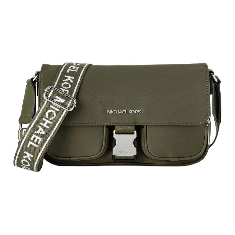 MICHAEL KORS Khai KHAI Brand Logo Letter Sign Regenerated Nylon Shoulder Crossbody Bag Medium Men s Olive Green зелёный