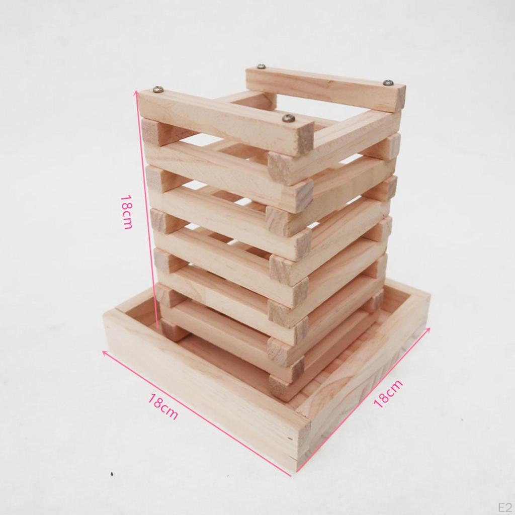 Wooden Rabbit Hay Feeder Rack Food Dispenser Foldable Holder Feeding Manager for Cage