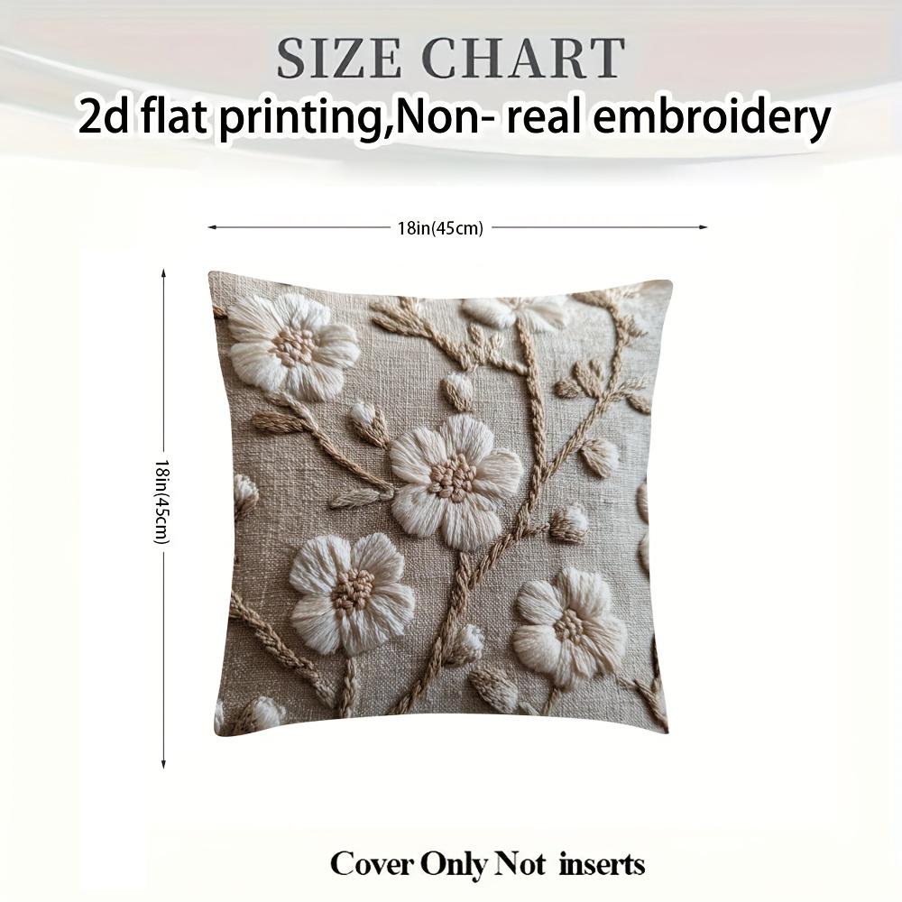 2PCS 2D Flat Printing Short Plush Pillowcases Double-sided Printed Beige Flowers Non Real Embroidery for Sofa Cushions 9870₽