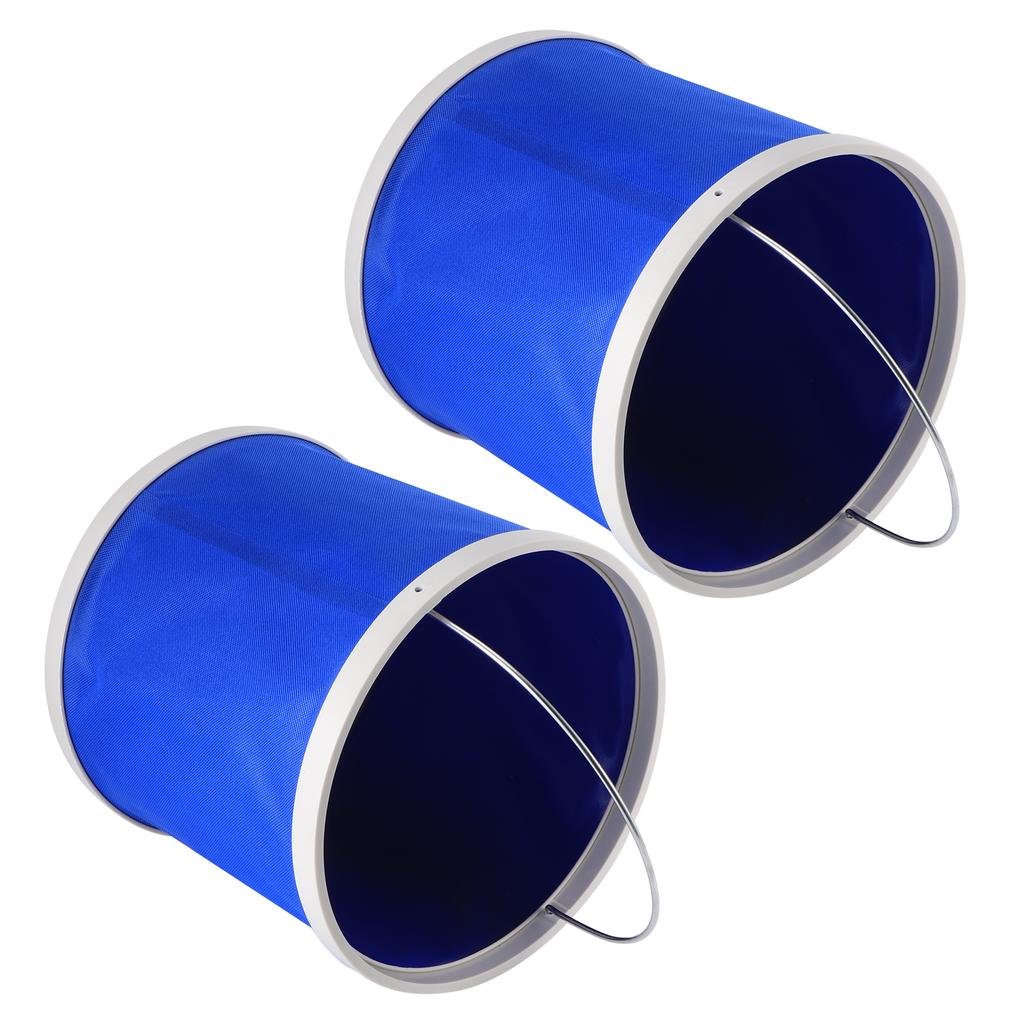 2Pcs Blue 9L Collapsible Bucket Portable Folding Bucket Water Container for Camping Hiking