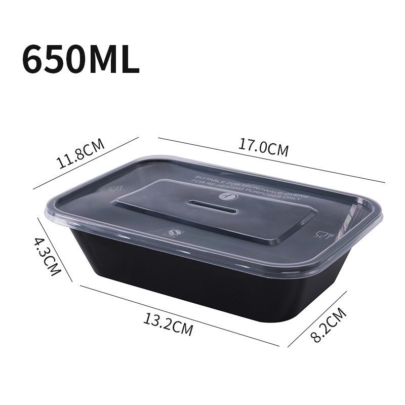 Thickened Disposable Black Takeout Bowls Round Rectangular Microwave Safe Plastic Food Containers