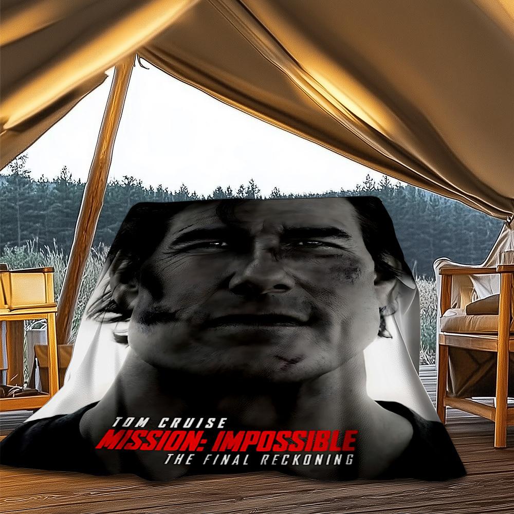 1pc Mission Impossible Reckoning Outdoor Flannel Blanket, Cozy & Warm Soft Te Playful Design, Napping Camping,