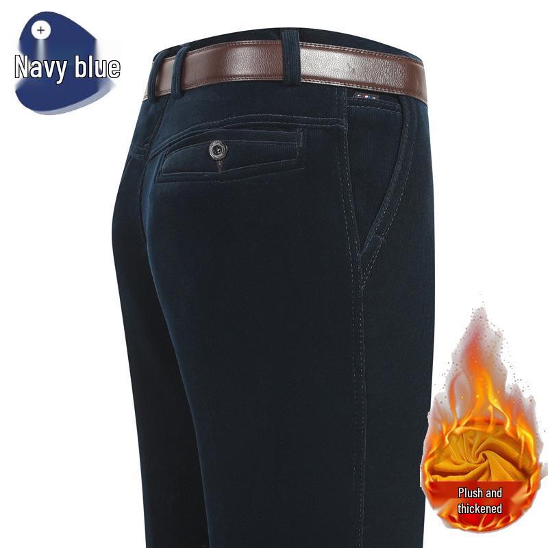 

Мужские осенне-зимние утепленные вельветовые брюки - Повседневный свободный крой для мужчин среднего и пожилого возраста. 42