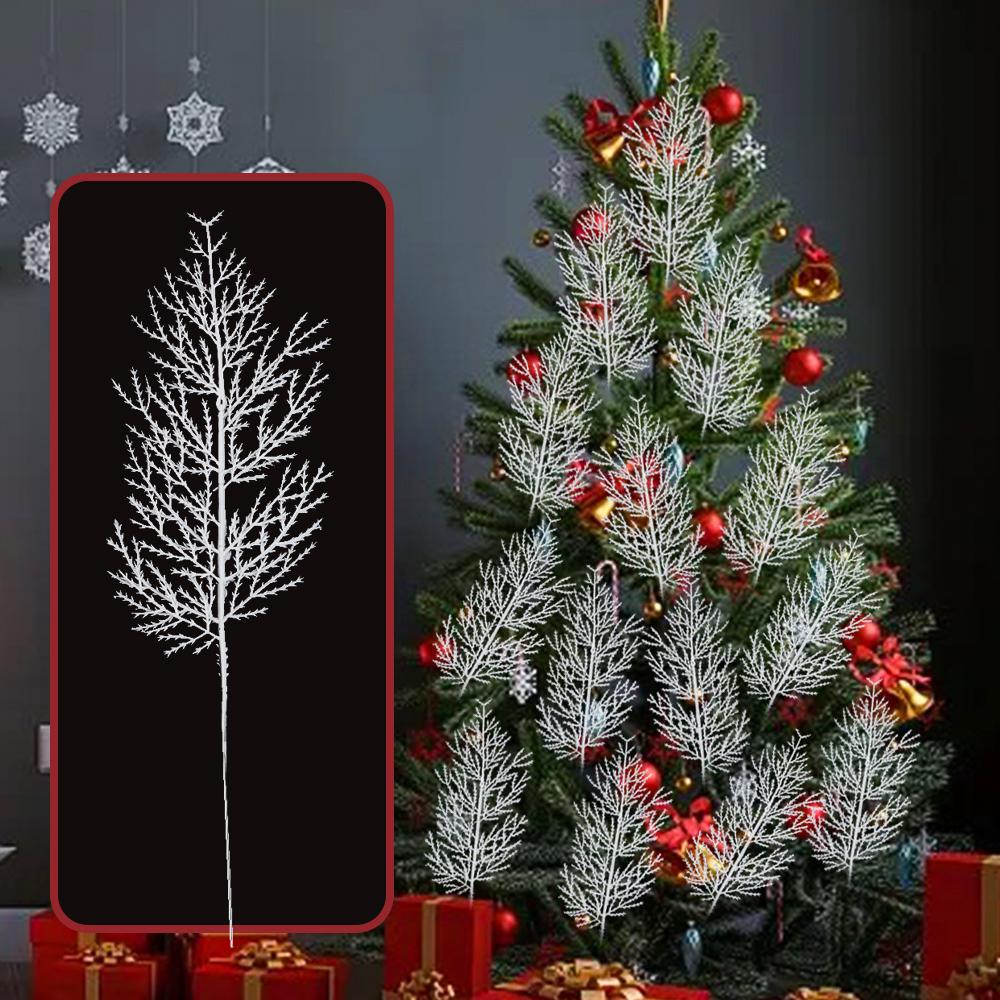 Bílé jehličí Umělé ozdoby na vánoční stromky DIY Listové větve Věnec Domů Zahradní dekorace Novoroční party dodávky