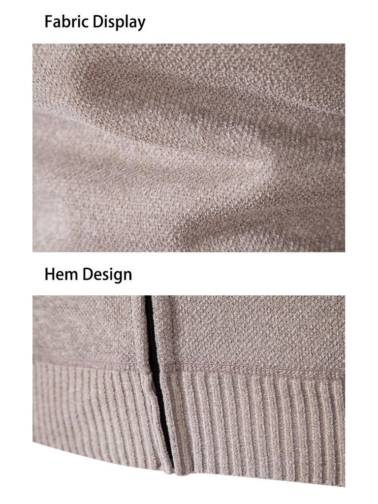 Giacca Cardigan Invernale da Uomo: Manica Lunga, Colore Unito, Lavorazione Spessa, Caldo, Maglieria Casual per Uomini di Mezza Età