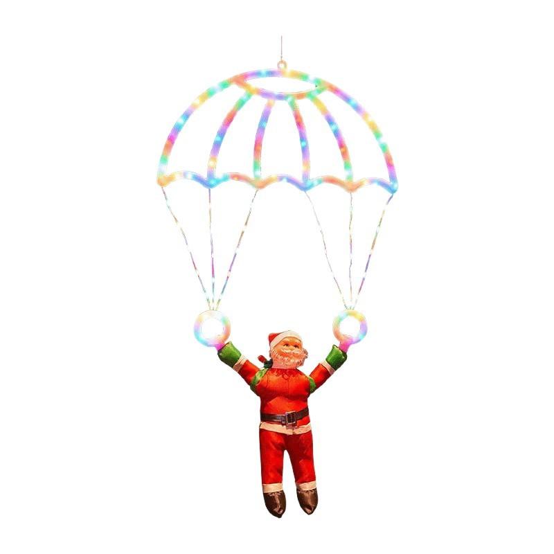Parachuting Santa Christmas Decoration - Hanging Santa Claus Ornament for Xmas Tree, Home, Window