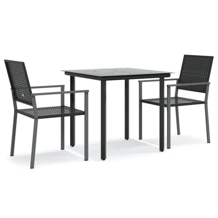 VidaXL Ensemble à manger de jardin 3 pcs résine tressée acier 3187019