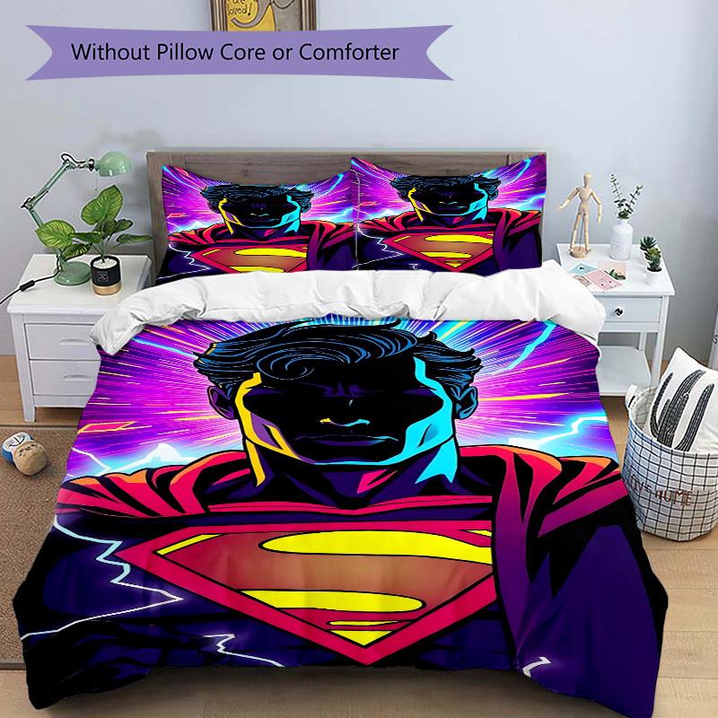 3pcs Superman Cover Set,Soft Comfortable Duvet Cover,Guest Room (1*Duvet Cover + 2*Pillowcases, Without Core) yy251024101