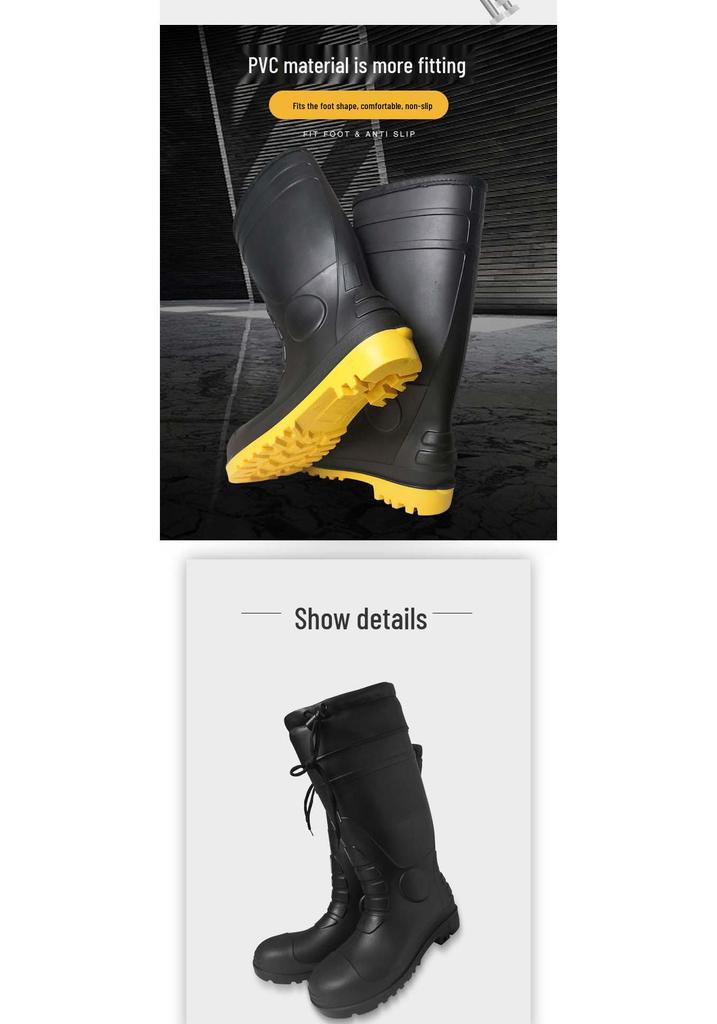 High-Top Cotton Winter Work Boots: Warm, Anti-Smash, Puncture-Resistant, Anti-Slip, Oil-Resistant, Steel Toe and Sole, Waterproof.