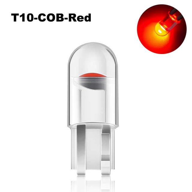 2X W5W 194 T10 Carcasă de sticlă Cob Bec cu led pentru mașină Alb Albastru Roșu Lampă pentru plăcuță de înmatriculare cu pană