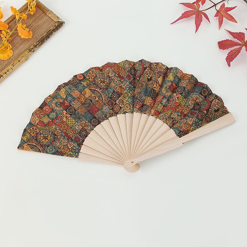 Ventaglio Pieghevole in Sughero Stile Bohemien Vintage Oggetto di Scena Innesto Regalo Ventaglio Portatile Decorazione per la Casa Ventaglio Pieghevole in Legno