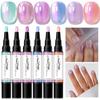 Water-Based No-Bake High Gloss Pearl Iridescent Nail Polish Pen, Shimmering Nail Art Drawing Pen Set for Manicure Decoration