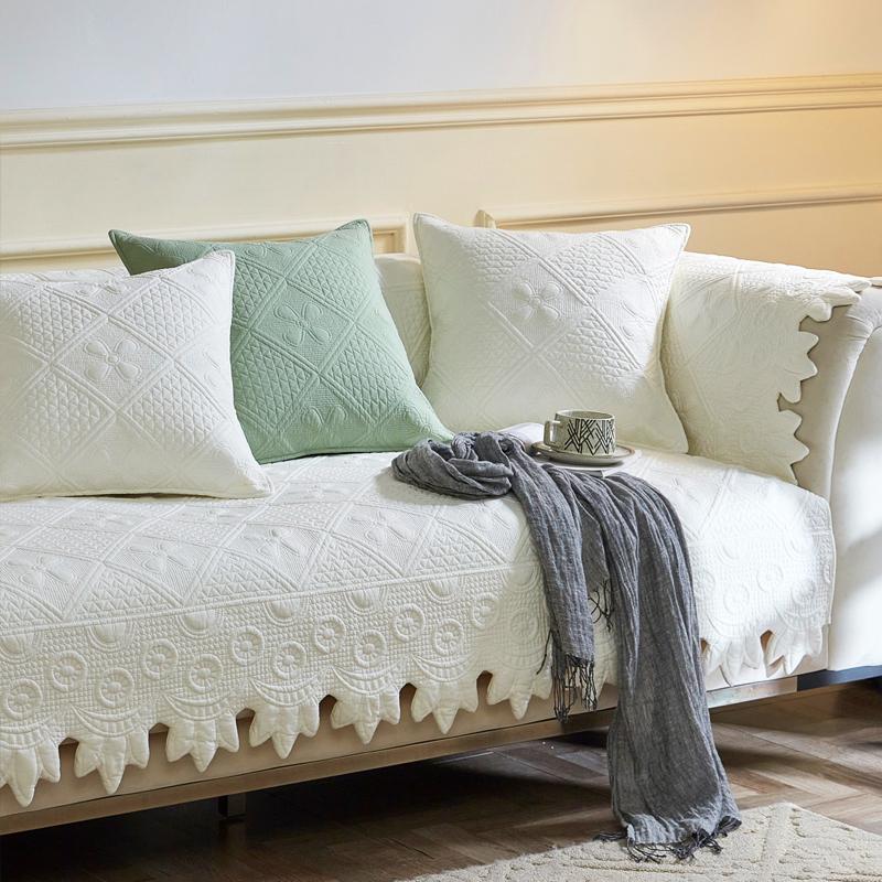 Neues Sofa-Kissen aus reiner Baumwolle für alle Jahreszeiten, rutschfestes und katzenkratzfestes Kissen, leichter Luxus Sofaüberwurf Abdecktuch