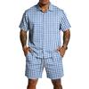 Men's Casual Two Piece Set Short Sleeve Button Down Shirt with Matching Shorts Lightweight Summer Outfit for Outdoor Activities