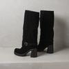 Women's High-heeled Boots Autumn and Winter New Sexy Temperament Thick Heel Square Head Large Size Medium Boots