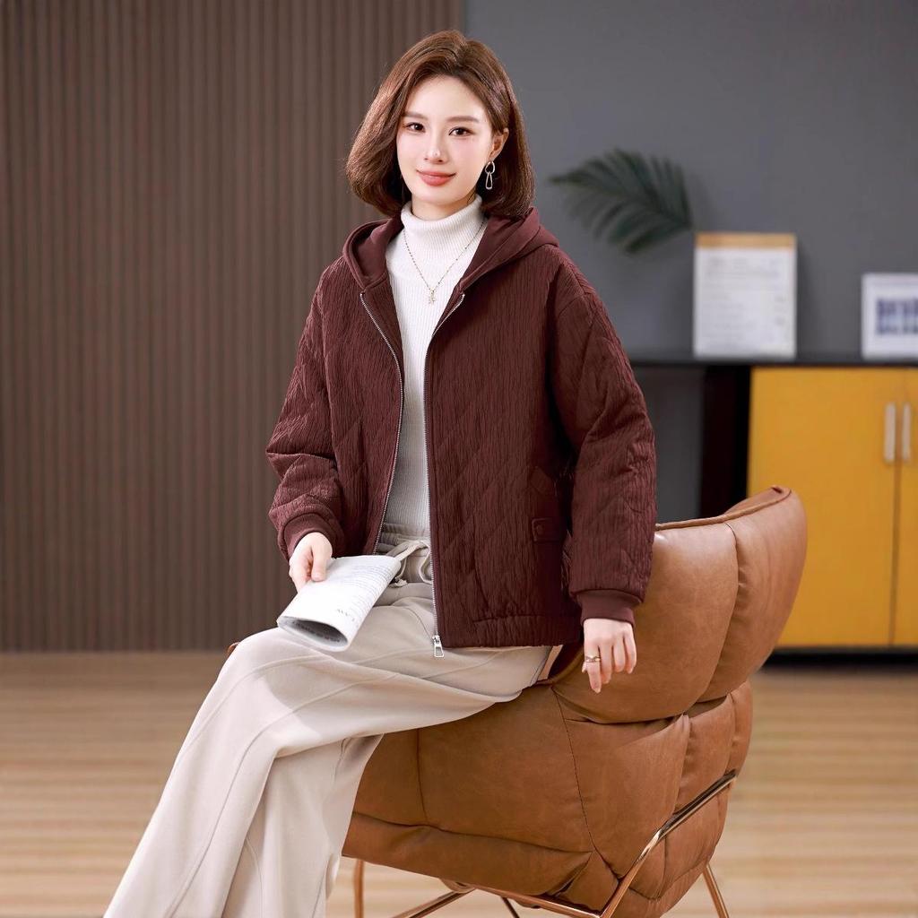 Women's Cotton-Padded Coat: 2024 Autumn/Winter Loose Fit, Plus Size, Short, Thickened, Warm Outerwear.