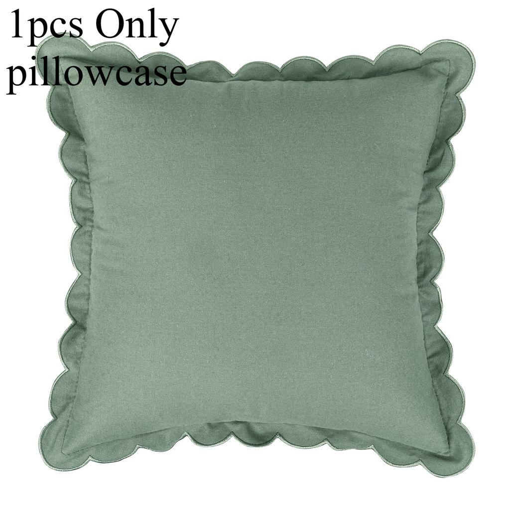 1pcs Cotton Embroidered Pillowcase with Wave Ruffle Trim Solid Bohemian Cushion Cover for Sofa Only Pillowcase