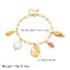 DIEYURO 316L Stainless Steel Golden Tulip Pearl Pink Crystal Bracelet Lady Fashion Waterproof Trend Hand Chain Jewelry Gift