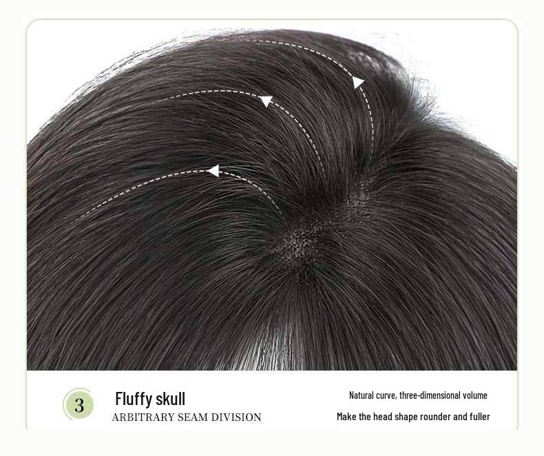Women's Real Hair Wig Pieces - Human Hair Top Hairpiece with Fake Bangs