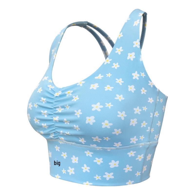 

Женский летний топ для йоги с плиссировкой и свежим принтом - Стильный дизайн спины для фитнеса на открытом воздухе XL