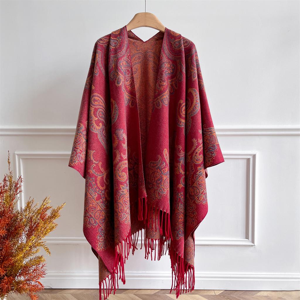 Women Luxury Imitation Cashmere Ponchos Capas Scarf Winter Men Pashmina Shawl Scarve Wrap Jacquard Femme Thick Blanket Stole
