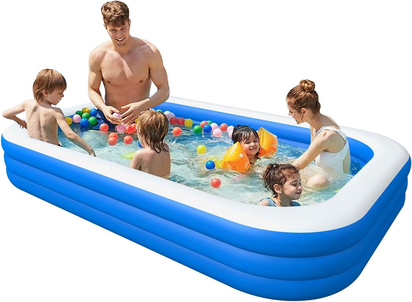 Large Inflatable Swimming Pool, 3-Layer Construction, Thick PVC, for Home Use, Children & Adults, Durable, Easy Drainage, OutdoorIndoor Use, Garden,