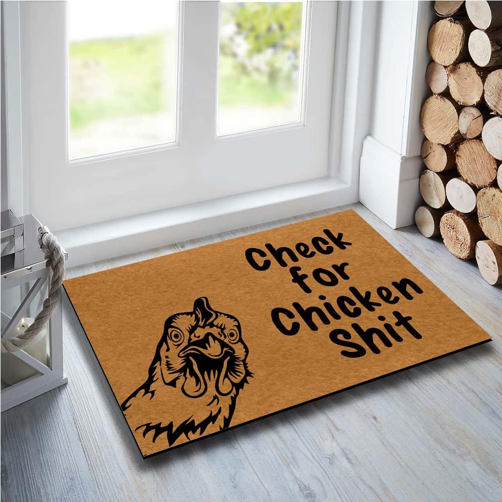 Check for Chicken Shit Funny Door mat Custom Indoor Home and Office Decorative Entry Rug Garden/Kitchen/Bedroom Mat Non-Slip Rubber 18x30 Inch