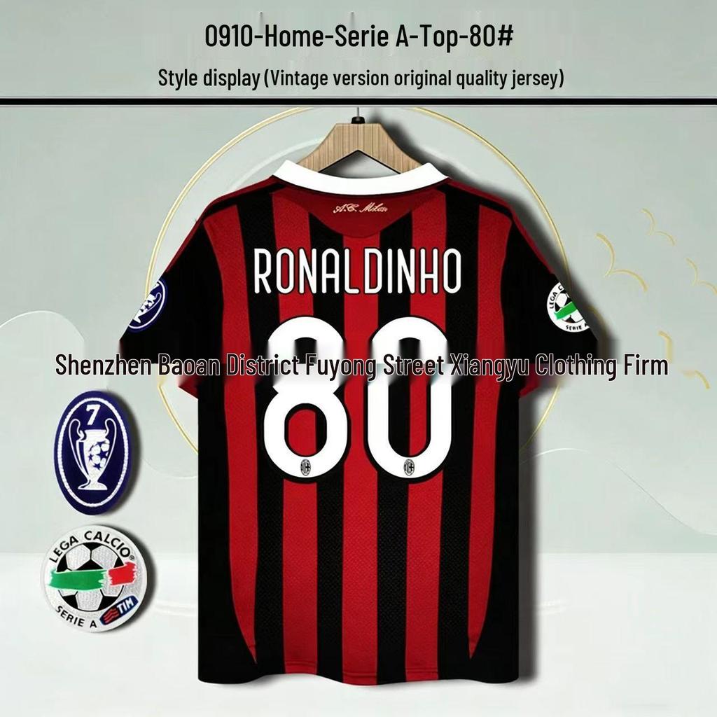 93–14AC Klassisches Retro-Fußballtrikot: 22 Kaka, 32 Beckham, 80 Ronaldinho, 99 Ronaldo